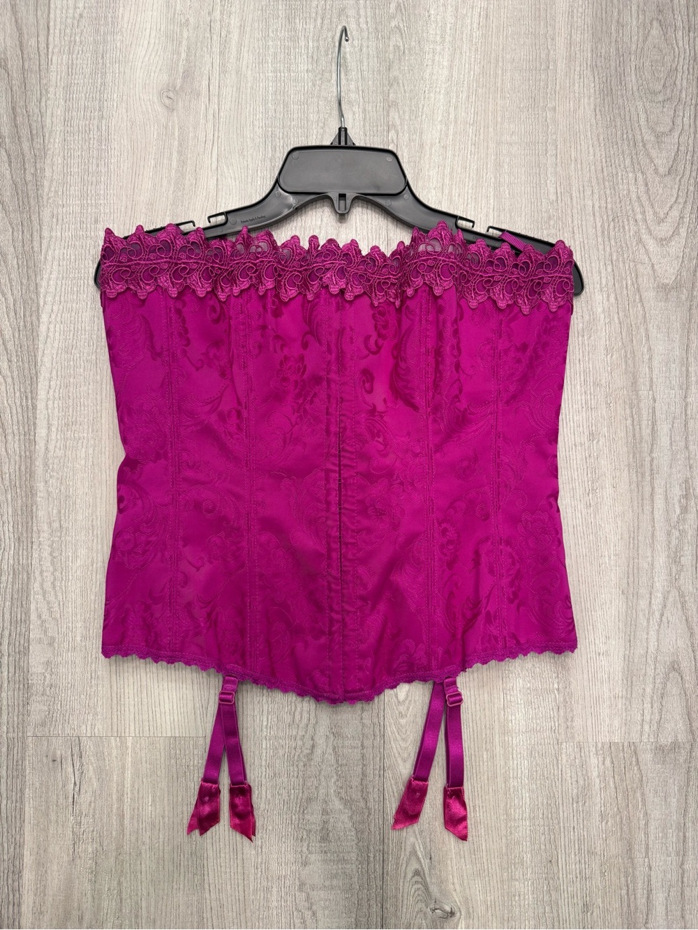 Fredericks of Hollywood, Fuscia Corset Top Bustier, unique lace up back, Size 38